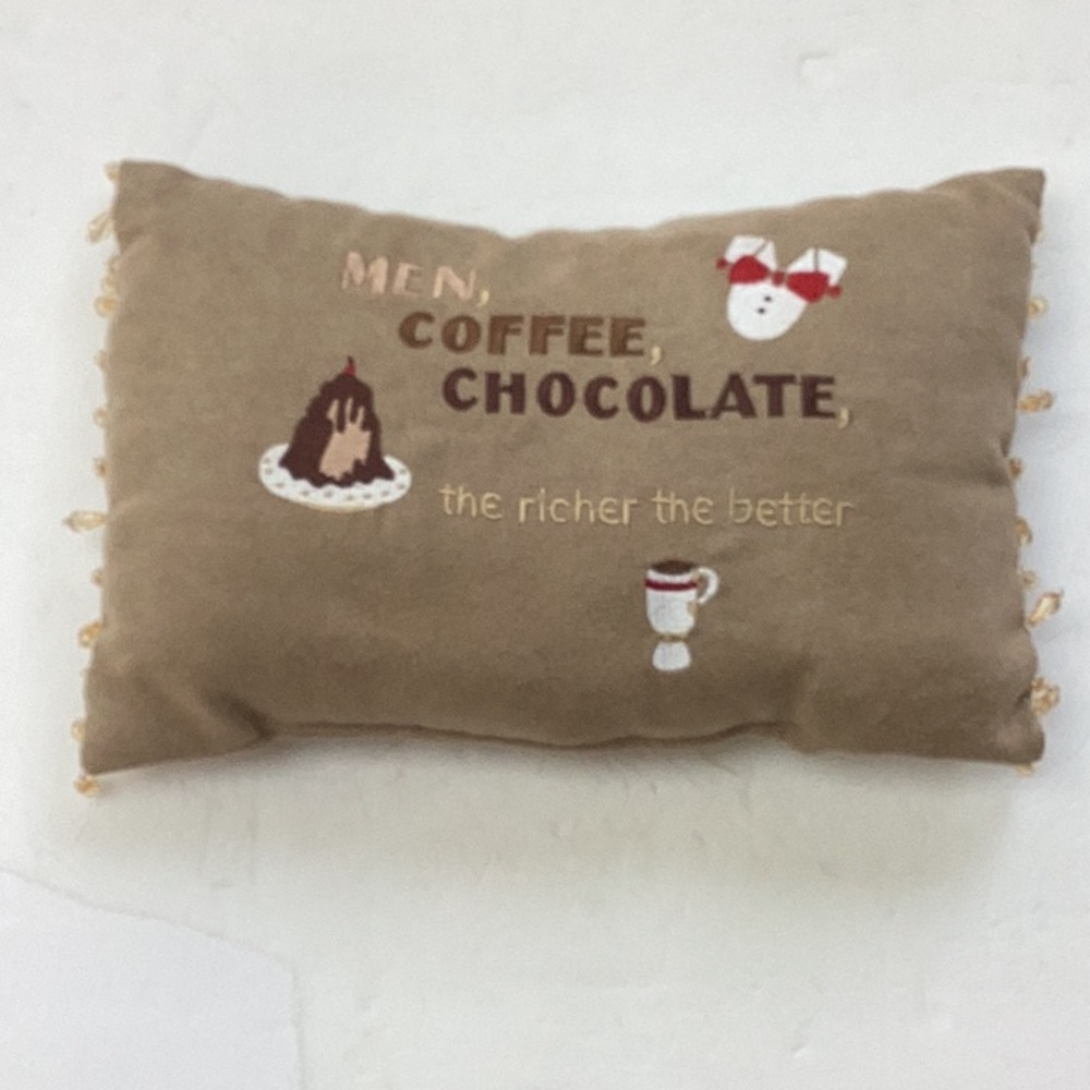 Men, Coffee, & Chocolate The Richer The‎ Better Embroidered Beaded Accent Pillow